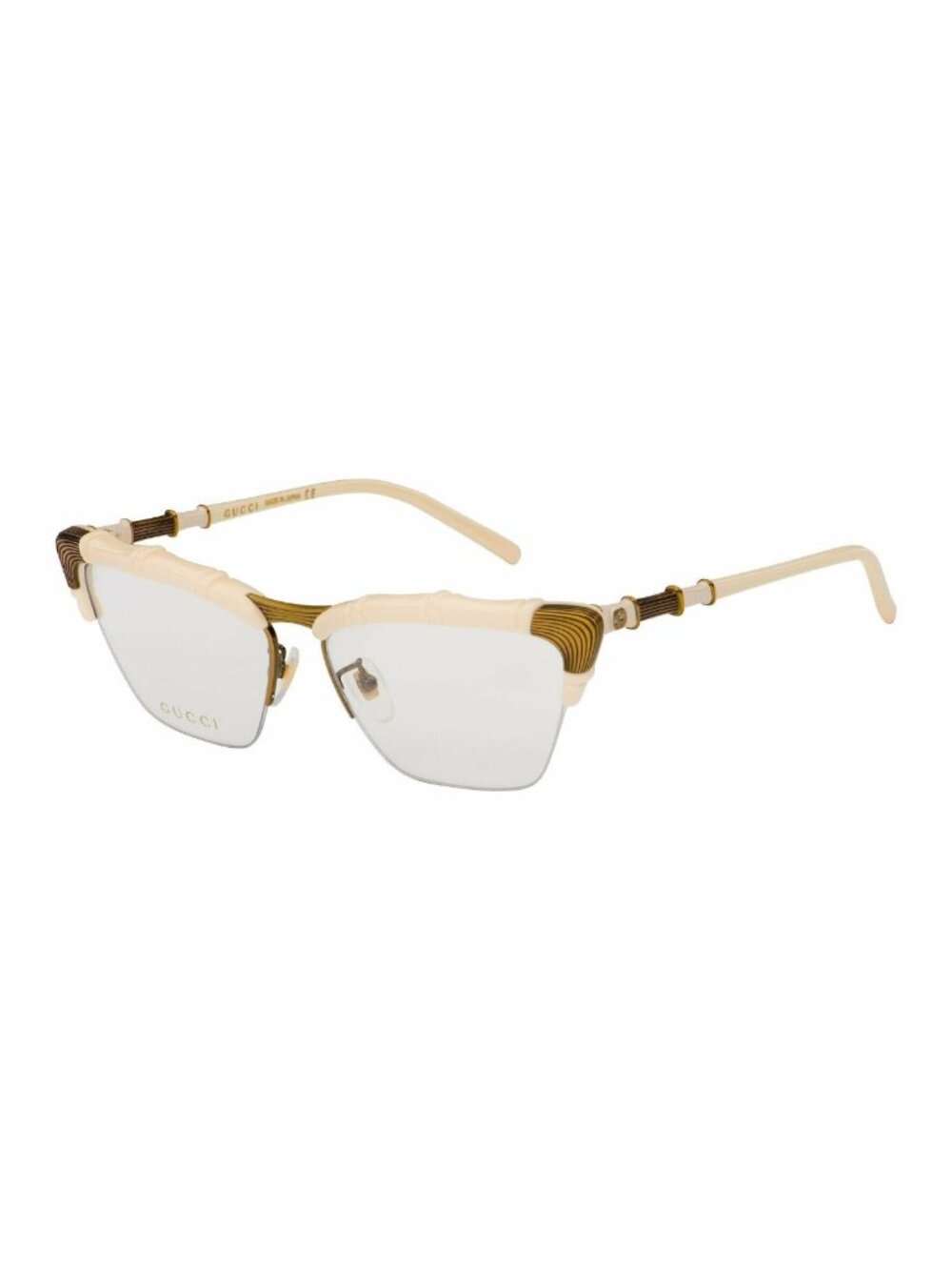 Gucci GG0660O 002 Beige Bronze Bamboo Organic Eyeglasses Women Optical Frame